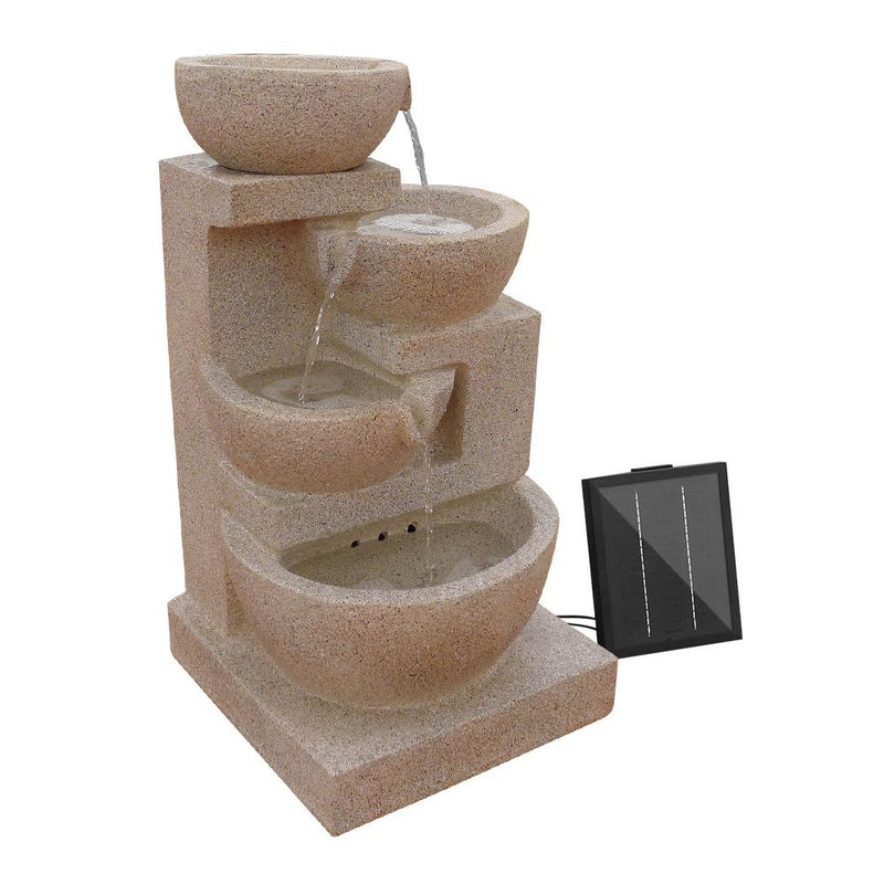 Gardeon  4 Tier Solar Powered Water Fountain with Light - Sand Beige Payday Deals