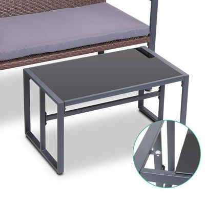 Gardeon 4PC Outdoor Furnitture Patio Table Chair Brown