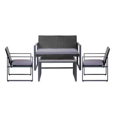 Gardeon 4PC Outdoor Furniture Patio Table Chair Black Payday Deals