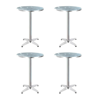 Gardeon 4pcs Outdoor Bar Table Furniture Adjustable Aluminium Cafe Table Round
