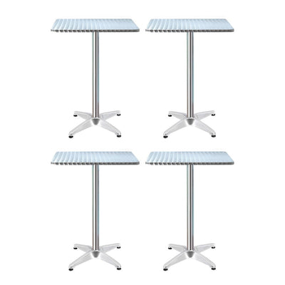 Gardeon 4pcs Outdoor Bar Table Furniture Adjustable Aluminium Square Cafe Table Payday Deals