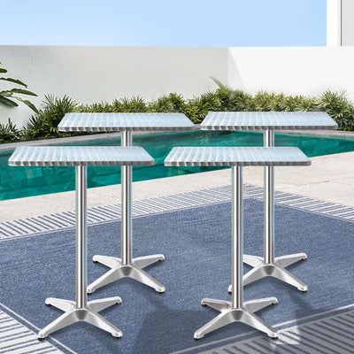 Gardeon 4pcs Outdoor Bar Table Furniture Adjustable Aluminium Square Cafe Table Payday Deals