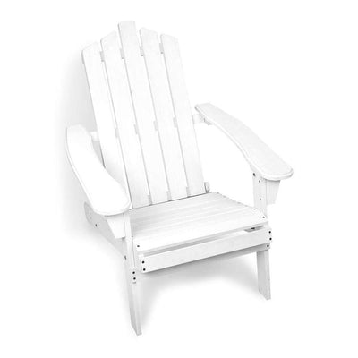 Gardeon 5 Piece Outdoor Wooden Adirondack Beach Chair and Table Set - White