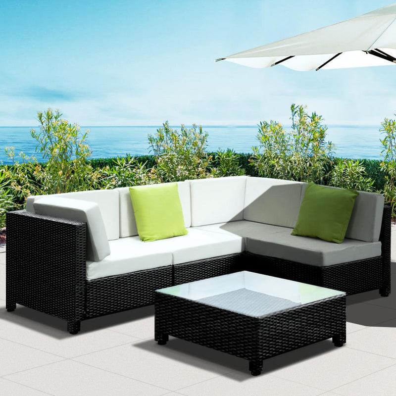 Gardeon 5PC Outdoor Furniture Sofa Set Lounge Setting Wicker Couches Garden Patio Pool Payday Deals