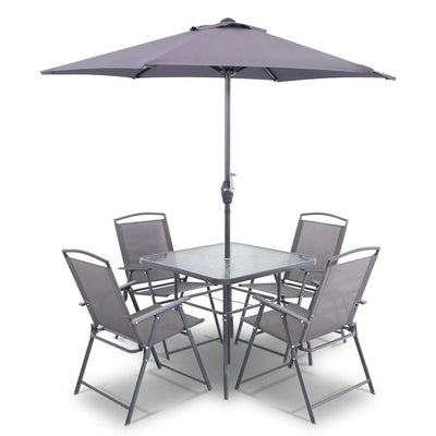 6 Piece Square Outdoor Dining Set - Grey