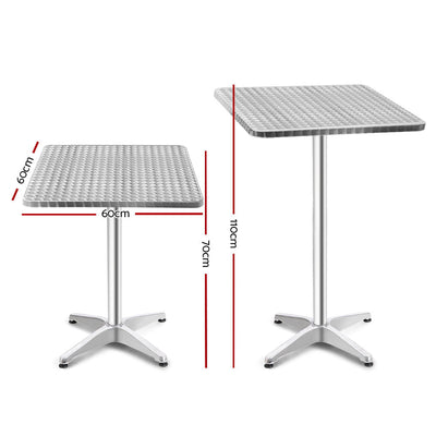Gardeon 6pcs Outdoor Bar Table Furniture Adjustable Aluminium Square Cafe Table Payday Deals