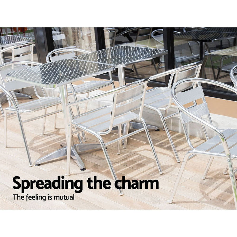 Gardeon 6pcs Outdoor Bar Table Furniture Adjustable Aluminium Square Cafe Table Payday Deals