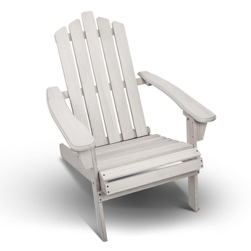 Gardeon Adirondack Wooden Outdoor Beach Chair Beige