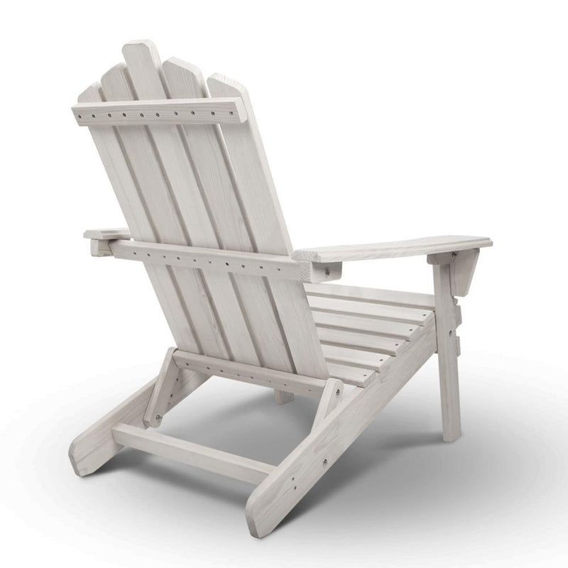 Gardeon Adirondack Wooden Outdoor Beach Chair Beige