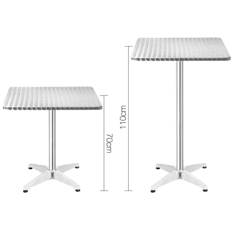 Gardeon Aluminium Adjustable Square Bar Table - Silver