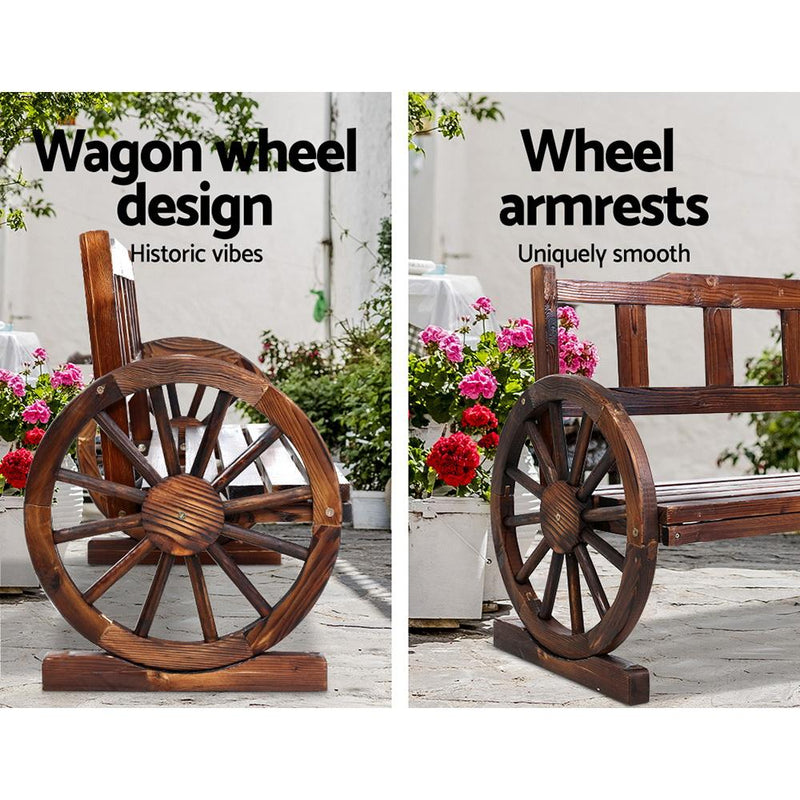 Gardeon Garden Bench Wooden Wagon Chair 3 Seat Outdoor Furniture Backyard Lounge Charcoal Payday Deals