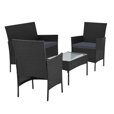 Gardeon Garden Furniture Outdoor Lounge Setting Wicker Sofa Patio Storage Cover Black Payday Deals