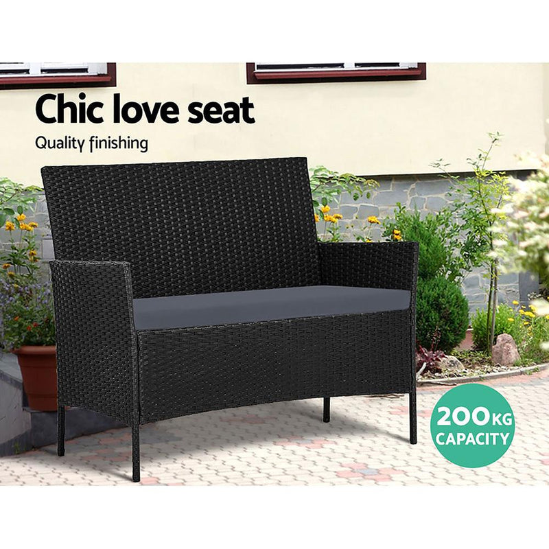 Gardeon Garden Furniture Outdoor Lounge Setting Wicker Sofa Patio Storage Cover Black Payday Deals