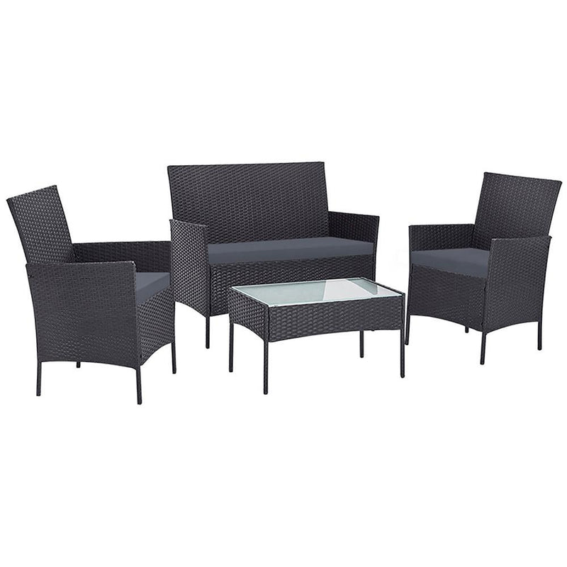 Gardeon Garden Furniture Outdoor Lounge Setting Wicker Sofa Patio Storage cover Grey Payday Deals
