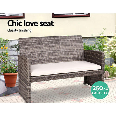 Gardeon Garden Furniture Outdoor Lounge Setting Wicker Sofa Set Storage Cover Mixed Grey Payday Deals