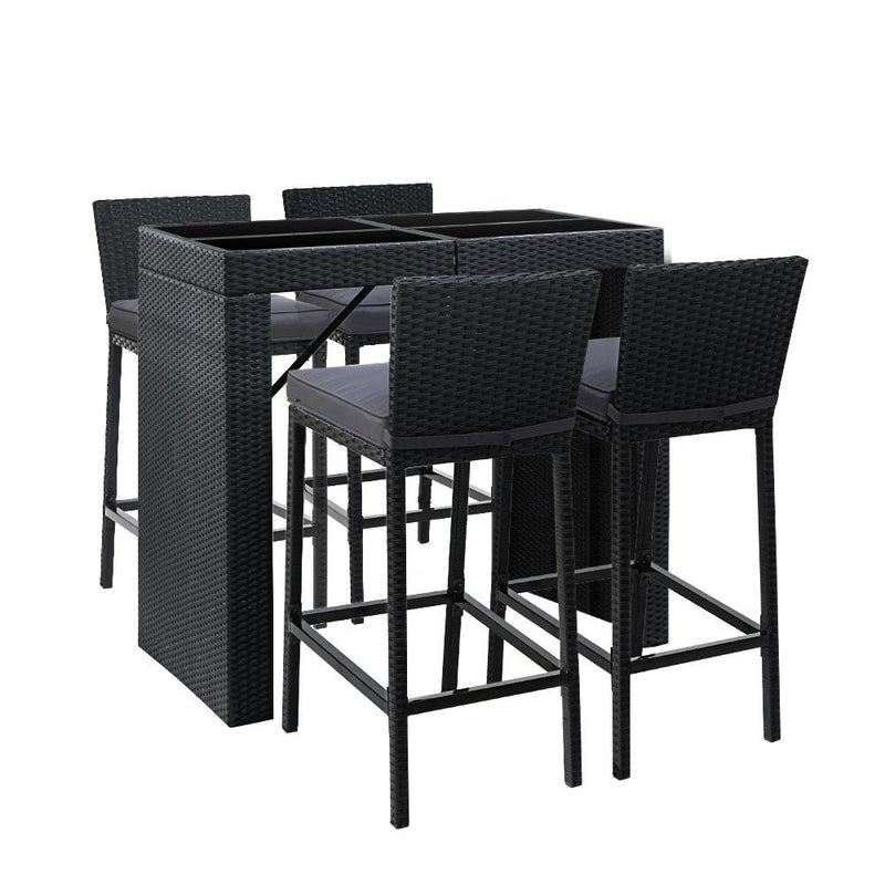 Gardeon Outdoor Bar Set Table Chairs Stools Rattan Patio Furniture 4 Seaters Payday Deals