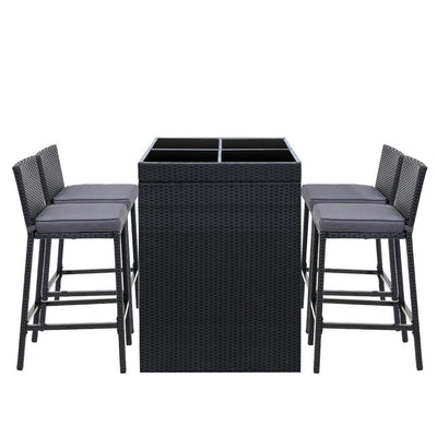 Gardeon Outdoor Bar Set Table Chairs Stools Rattan Patio Furniture 4 Seaters Payday Deals