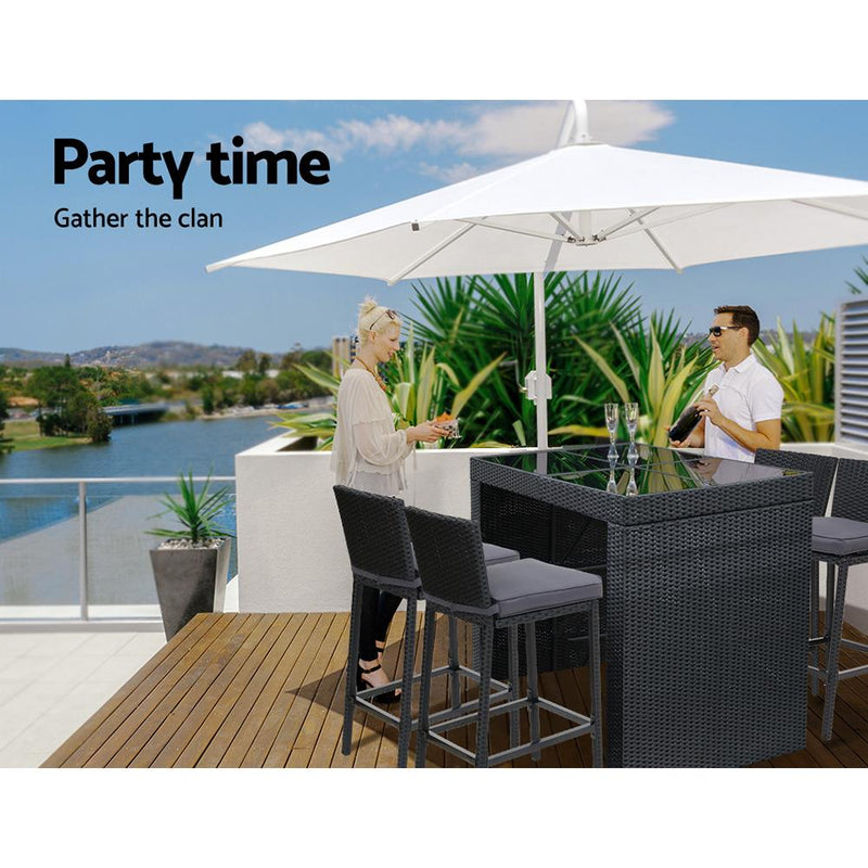 Gardeon Outdoor Bar Set Table Chairs Stools Rattan Patio Furniture 4 Seaters Payday Deals