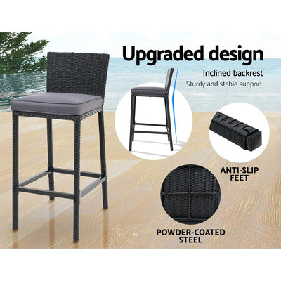 Gardeon Outdoor Bar Set Table Chairs Stools Rattan Patio Furniture 4 Seaters Payday Deals