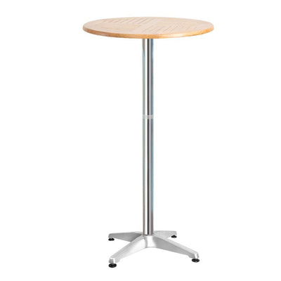 Gardeon Outdoor Bar Table Aluminium Adjustable Wooden Table Round 70 /110cm