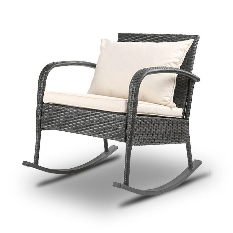 Gardeon Outdoor Chair and table Rocking Set Furniture Grey Payday Deals