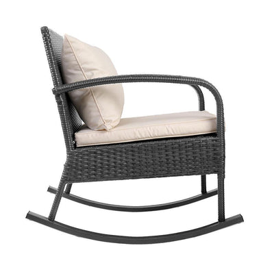 Gardeon Outdoor Chair and table Rocking Set Furniture Grey