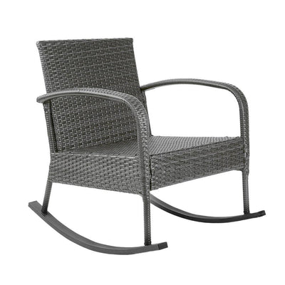 Gardeon Outdoor Chair and table Rocking Set Furniture Grey