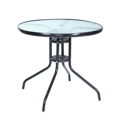 Gardeon Outdoor Dining Table Bar Setting Steel Glass 70CM Payday Deals