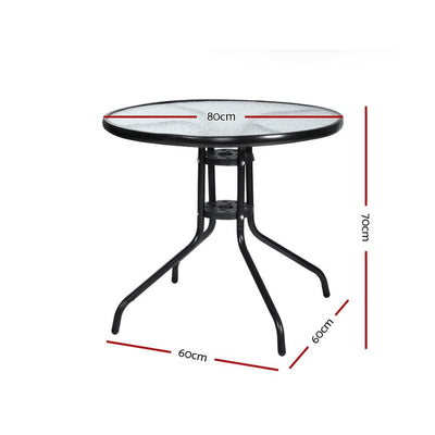 Gardeon Outdoor Dining Table Bar Setting Steel Glass 70CM Payday Deals