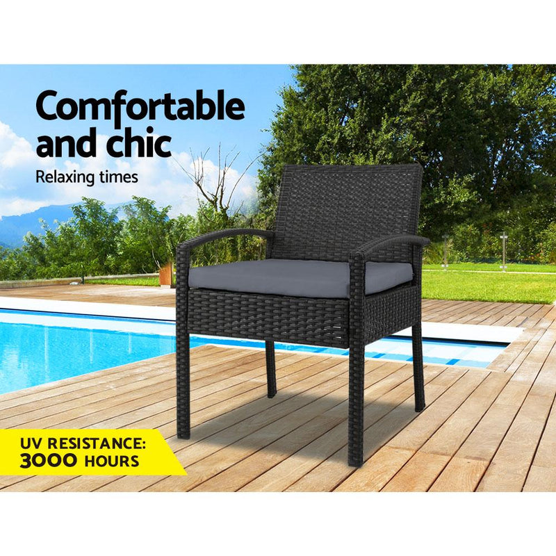 Gardeon Outdoor Furniture Bistro Wicker Chair Black Payday Deals