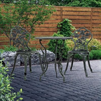 Gardeon Outdoor Furniture Chairs Table 3pc Aluminium Bistro Green Payday Deals