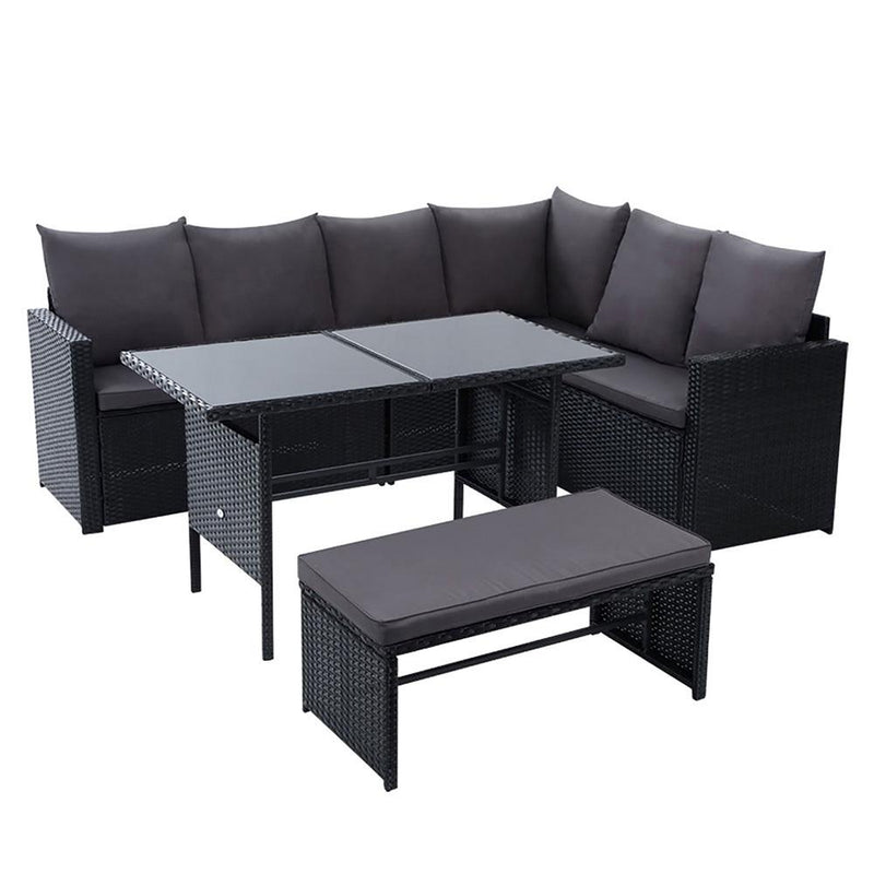 Gardeon Outdoor Furniture Dining Setting Sofa Set Lounge Wicker 8 Seater Black Payday Deals