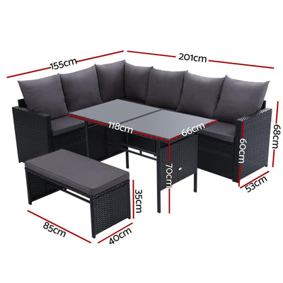 Gardeon Outdoor Furniture Dining Setting Sofa Set Wicker 8 Seater Storage Cover Black Payday Deals