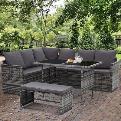 Gardeon Outdoor Furniture Dining Setting Sofa Set Wicker 8 Seater Storage Cover Mixed Grey Payday Deals