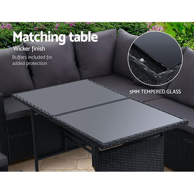 Gardeon Outdoor Furniture Dining Setting Sofa Set Wicker 9 Seater Storage Cover Black Payday Deals