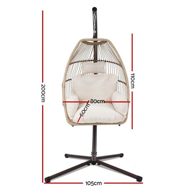 Gardeon Outdoor Furniture Egg Hanging Swing Chair Stand Wicker Rattan Hammock Payday Deals