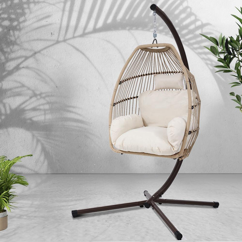 Gardeon Outdoor Furniture Egg Hanging Swing Chair Stand Wicker Rattan Hammock Payday Deals