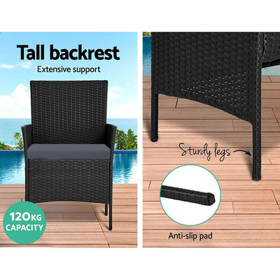 Gardeon Outdoor Furniture Lounge Setting Wicker Patio Dining Set w/Storage Cover Black Payday Deals