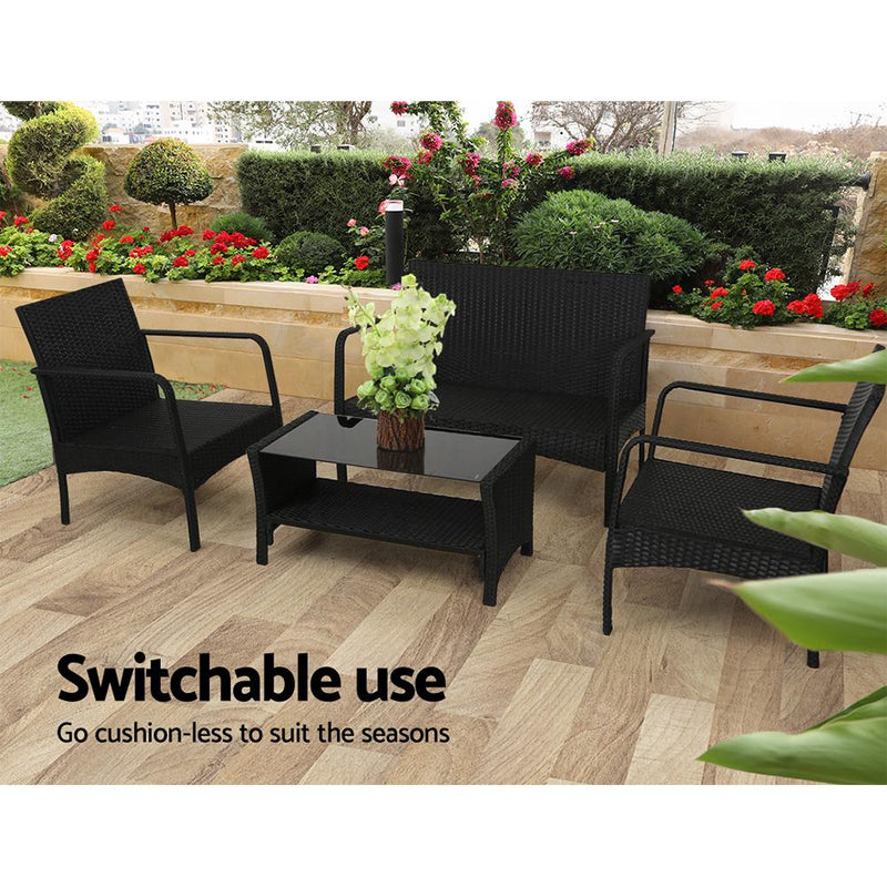 Gardeon Outdoor Furniture Lounge Table Chairs Garden Patio Wicker Sofa Set Payday Deals