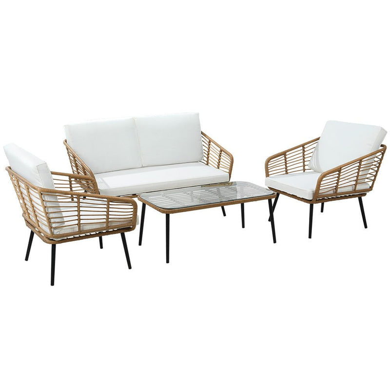 Gardeon Outdoor Furniture Sofa Set 4 Piece Rattan Lounge Set Table Chairs Payday Deals