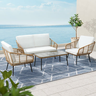 Gardeon Outdoor Furniture Sofa Set 4 Piece Rattan Lounge Set Table Chairs Payday Deals