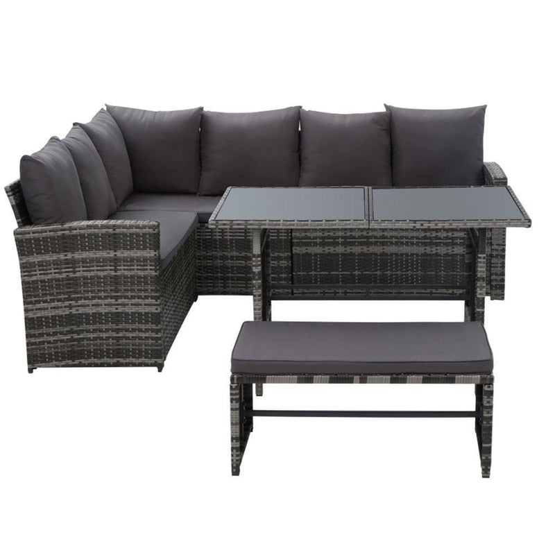 Gardeon Outdoor Furniture Sofa Set Dining Setting Wicker 8 Seater Storage Cover Mixed Grey