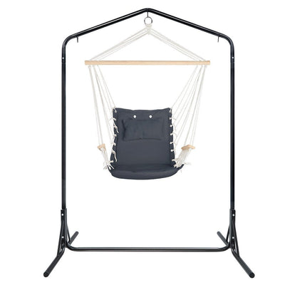 Gardeon Outdoor Hammock Chair with Stand Swing Hanging Hammock Garden Grey Payday Deals