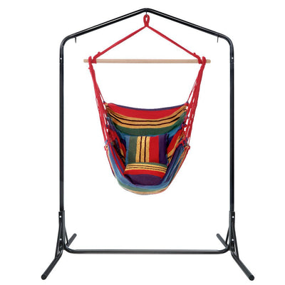 Gardeon Outdoor Hammock Chair with Stand Swing Hanging Hammock Pillow Rainbow Payday Deals