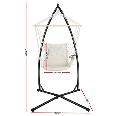 Gardeon Outdoor Hammock Chair with Steel Stand Hanging Hammock Beach Cream Payday Deals