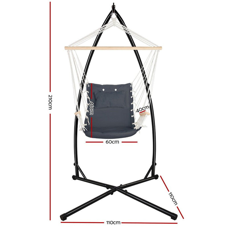 Gardeon Outdoor Hammock Chair with Steel Stand Hanging Hammock Beach Grey Payday Deals