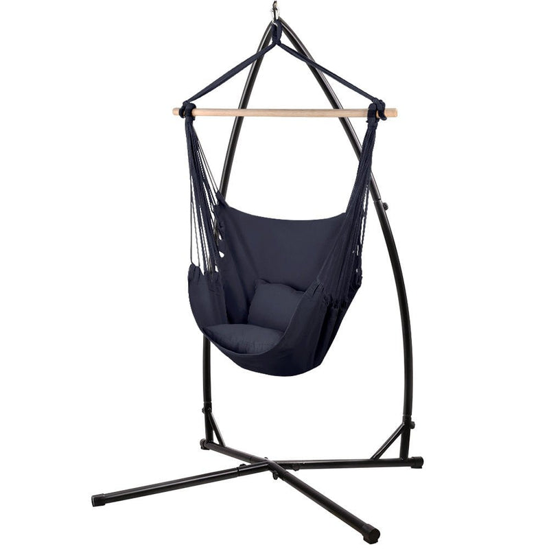 Gardeon Outdoor Hammock Chair with Steel Stand Hanging Hammock with Pillow Grey Payday Deals
