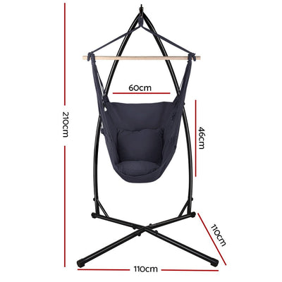 Gardeon Outdoor Hammock Chair with Steel Stand Hanging Hammock with Pillow Grey Payday Deals