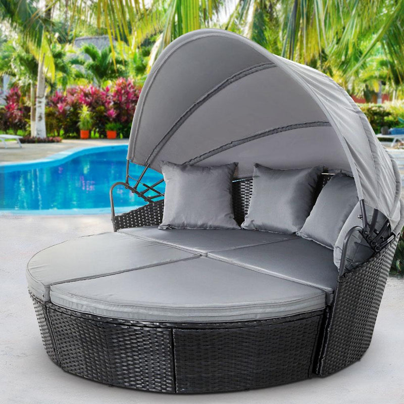 Gardeon Outdoor Lounge Setting Patio Furniture Sofa Wicker Garden Rattan Set Day Bed Black Payday Deals