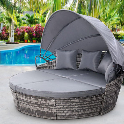 Gardeon Outdoor Lounge Setting Patio Furniture Sofa Wicker Garden Rattan Set Day Bed Grey Payday Deals